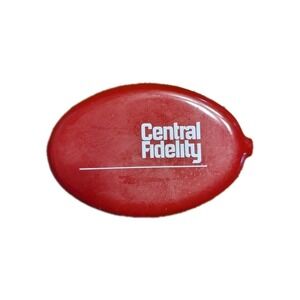 Vintage Central Fidelity Bank Red Rubber Squeeze Coin Purse Pouch Advertising